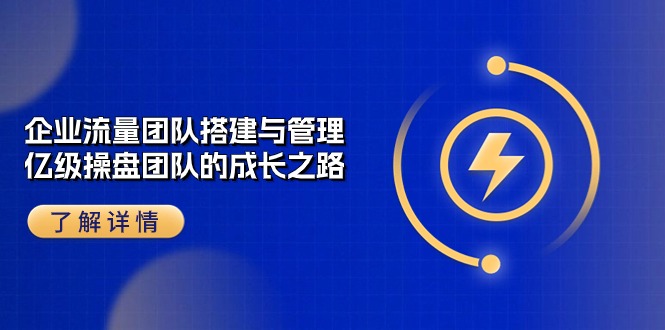 （10837期）企业 流量团队-搭建与管理，亿级 操盘团队的成长之路（28节课）-沐羽项目网