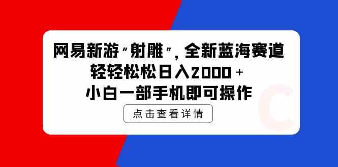 （9936期）网易新游 射雕 全新蓝海赛道，轻松日入2000＋小白一部手机即可操作-沐羽项目网
