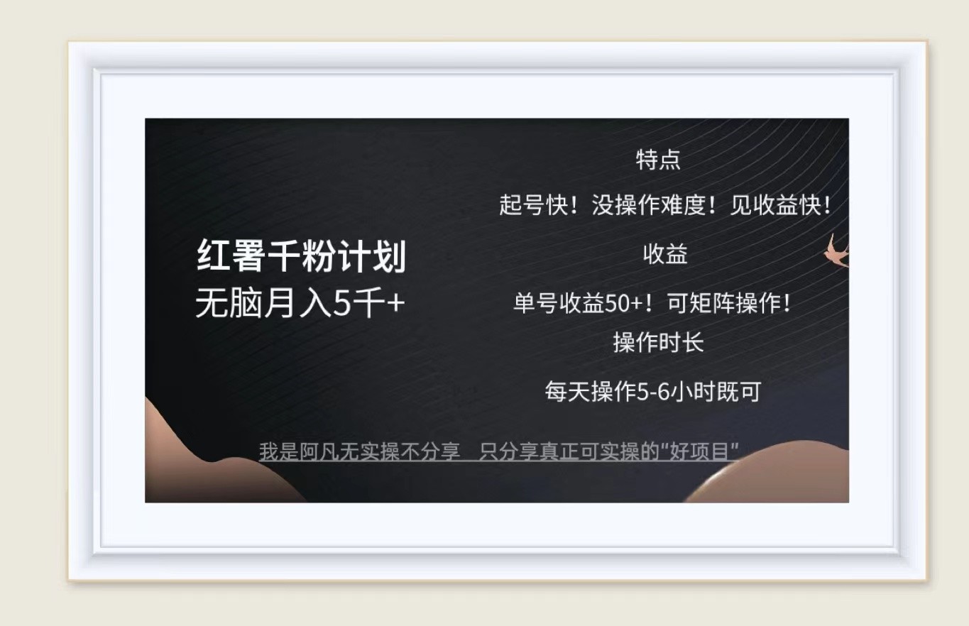 红薯千粉计划无脑月入5千+！既做既赚！-沐羽项目网