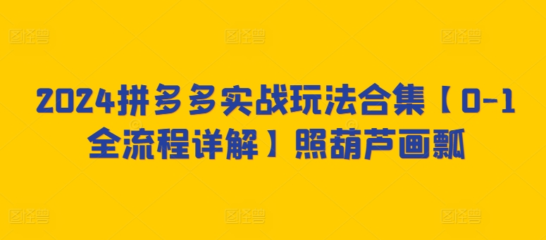 2024拼多多实战玩法合集【0-1全流程详解】照葫芦画瓢-沐羽项目网