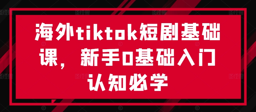 海外tiktok短剧基础课，新手0基础入门认知必学-沐羽项目网