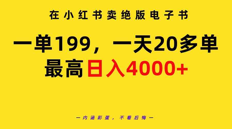 （9401期）在小红书卖绝版电子书，一单199 一天最多搞20多单，最高日入4000+教程+资料-沐羽项目网