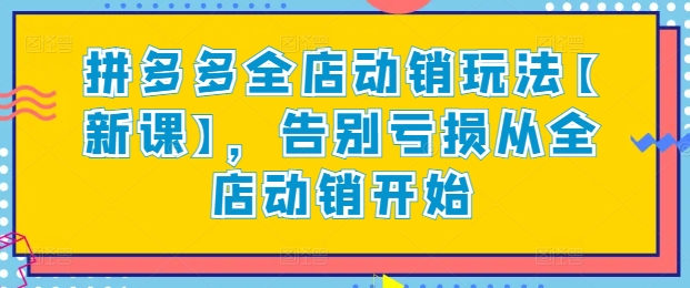 拼多多全店动销玩法【新课】，告别亏损从全店动销开始-沐羽项目网