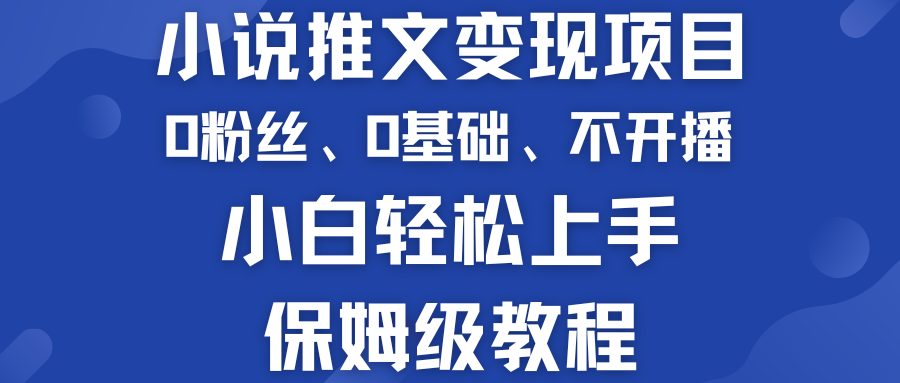 小说推文变现项目 0基础 不开播 小白轻松上手 保姆级教程-沐羽项目网
