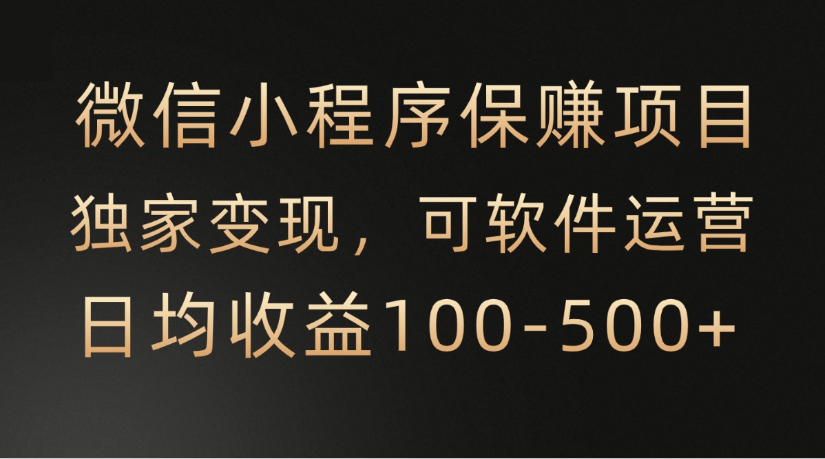 微信小程序，腾讯保赚项目，可软件自动运营，日均100-500+收益有保障-沐羽项目网