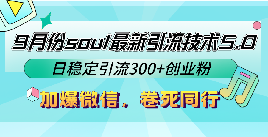 9月份soul最新引流技术5.0，日稳定引流300+创业粉，加爆微信，卷死同行-沐羽项目网