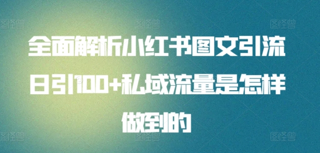 全面解析小红书图文引流日引100+私域流量是怎样做到的-沐羽项目网