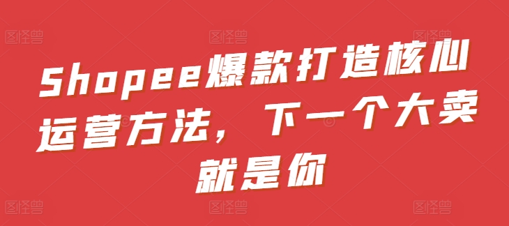 Shopee爆款打造核心运营方法，下一个大卖就是你-沐羽项目网