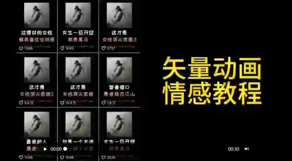 （9334期）矢量动画情感教程：高点赞涨粉，适合情感、思维、创业教育等赛道-沐羽项目网
