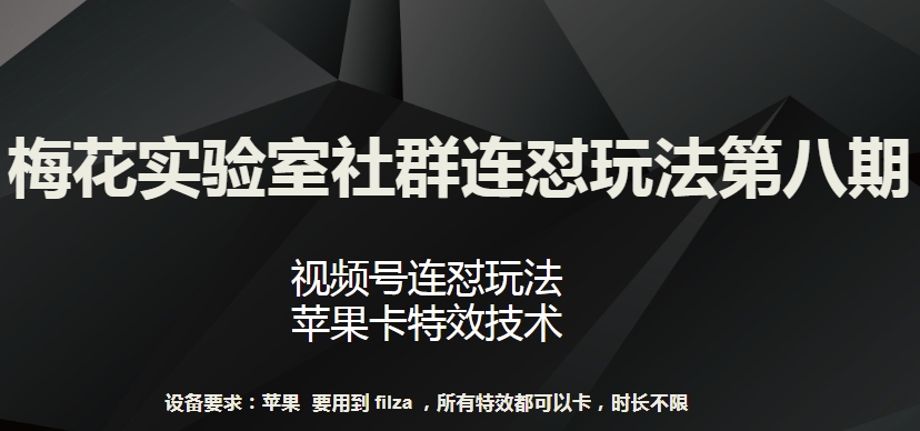 梅花实验室社群连怼玩法第八期，视频号连怼玩法 苹果卡特效技术-沐羽项目网