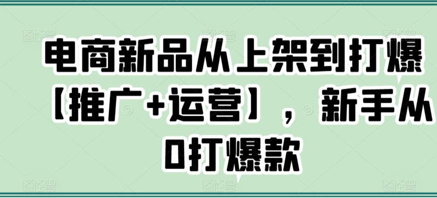 电商新品从上架到打爆【推广+运营】，新手从0打爆款-沐羽项目网