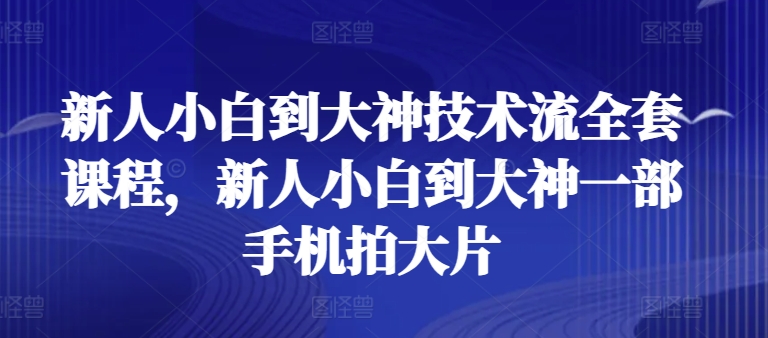 新人小白到大神技术流全套课程，新人小白到大神一部手机拍大片-沐羽项目网