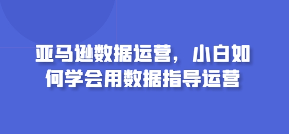 亚马逊数据运营，小白如何学会用数据指导运营-沐羽项目网