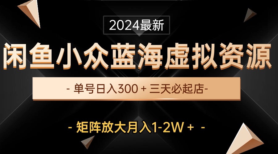 （10336期）最新闲鱼小众蓝海虚拟资源，单号日入300＋，三天必起店，矩阵放大月入1-2W-沐羽项目网