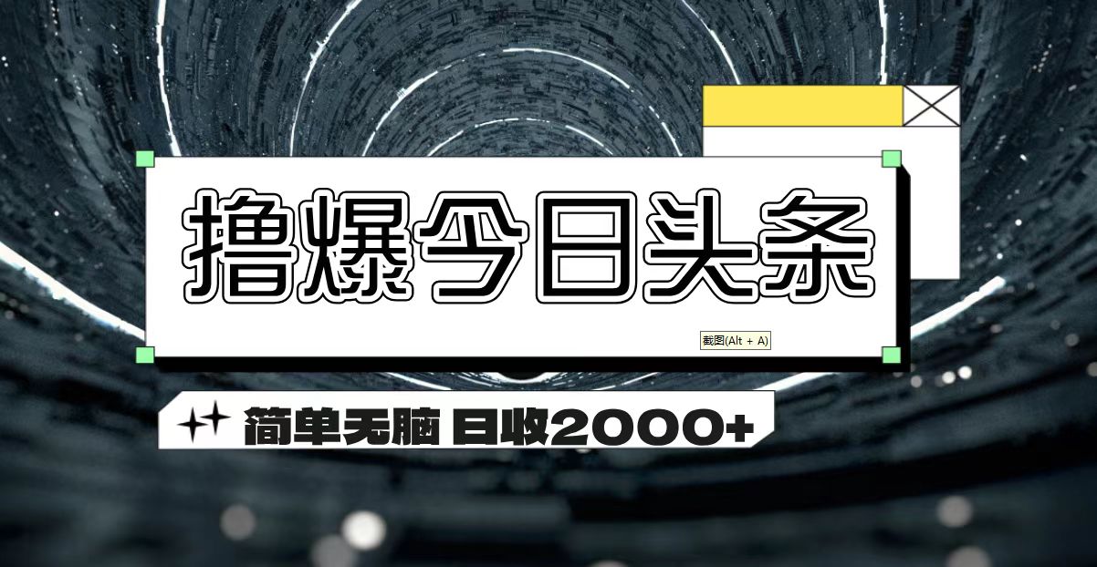 撸爆今日头条 简单无脑操作 日收2000+-沐羽项目网
