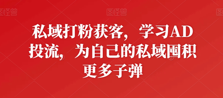 私域打粉获客，学习AD投流，为自己的私域囤积更多子弹-沐羽项目网