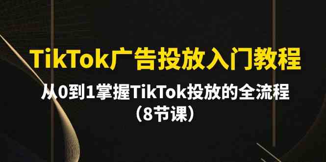 （10085期）TikTok广告投放入门教程，从0到1掌握TikTok投放的全流程（8节课）-沐羽项目网