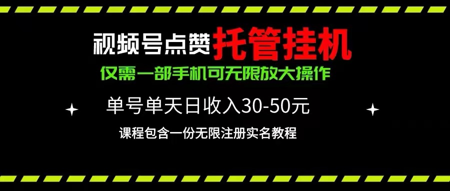 （10644期）视频号点赞托管挂机，单号单天利润30~50，一部手机无限放大（附带无限…-沐羽项目网