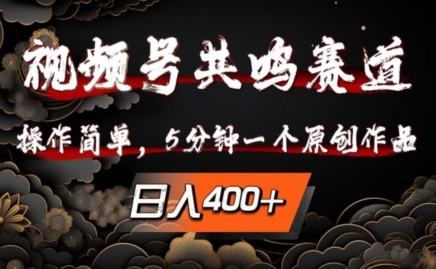 视频号共鸣赛道，操作简单，5分钟1个原创作品，日入几张【揭秘】-沐羽项目网