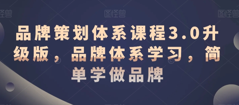 品牌策划体系课程3.0升级版，品牌体系学习，简单学做品牌-沐羽项目网