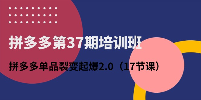 （10835期）拼多多第37期培训班：拼多多单品裂变起爆2.0（17节课）-沐羽项目网