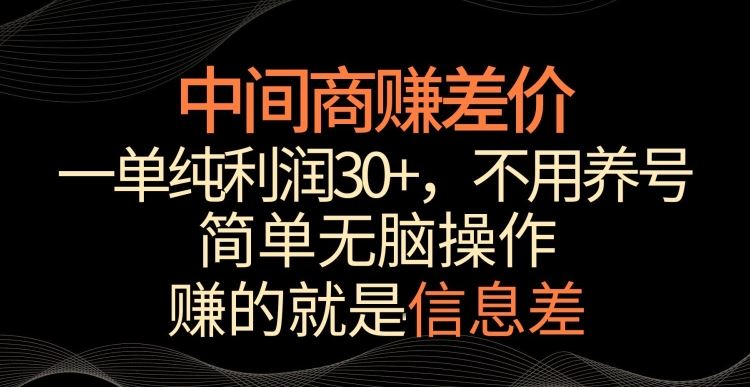 中间商赚差价，一单纯利润30+，简单无脑操作，赚的就是信息差，轻轻松松日入1000+【揭秘】-沐羽项目网
