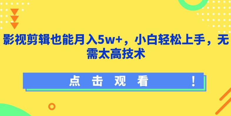 影视剪辑也能月入5w+，小白轻松上手，无需太高技术-沐羽项目网
