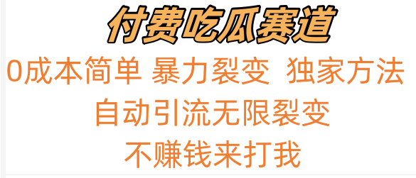 吃瓜付费赛道，暴力无限裂变，0成本，实测日入700+！！！-沐羽项目网