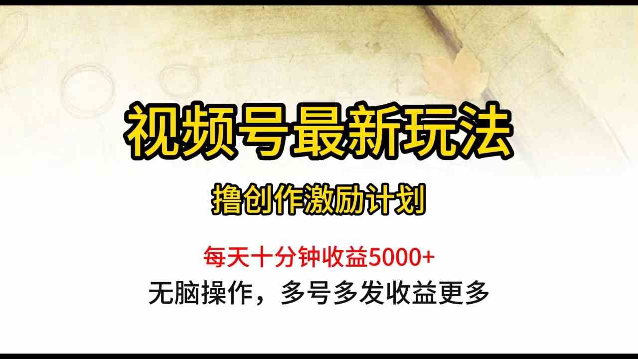 （10087期）视频号最新玩法，每日一小时月入5000+-沐羽项目网