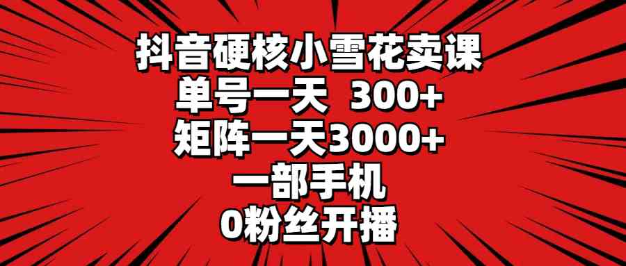 （9551期）抖音硬核小雪花卖课，单号一天300+，矩阵一天3000+，一部手机0粉丝开播-沐羽项目网