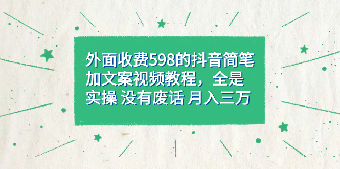 外面收费598抖音简笔加文案教程，全是实操 没有废话 月入三万（教程+资料）-沐羽项目网