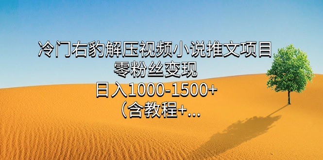 冷门右豹解压视频小说推文项目，零粉丝变现，日入1000-1500+。-沐羽项目网