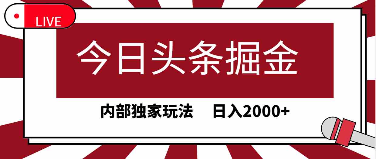 （9832期）今日头条掘金，30秒一篇文章，内部独家玩法，日入2000+-沐羽项目网