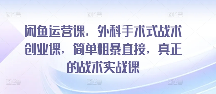 闲鱼运营课，外科手术式战术创业课，简单粗暴直接，真正的战术实战课-沐羽项目网