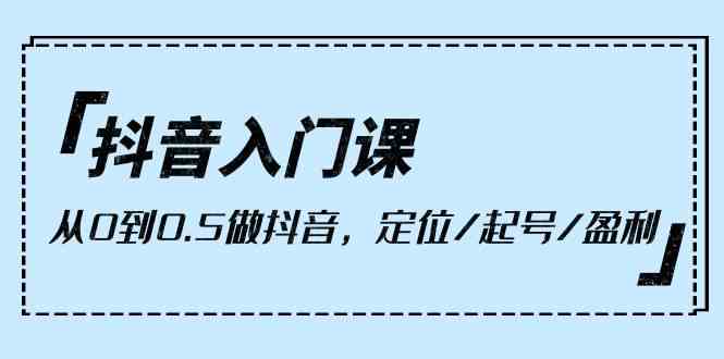 抖音入门课，从0到1做抖音，定位/起号/盈利（9节课）-沐羽项目网