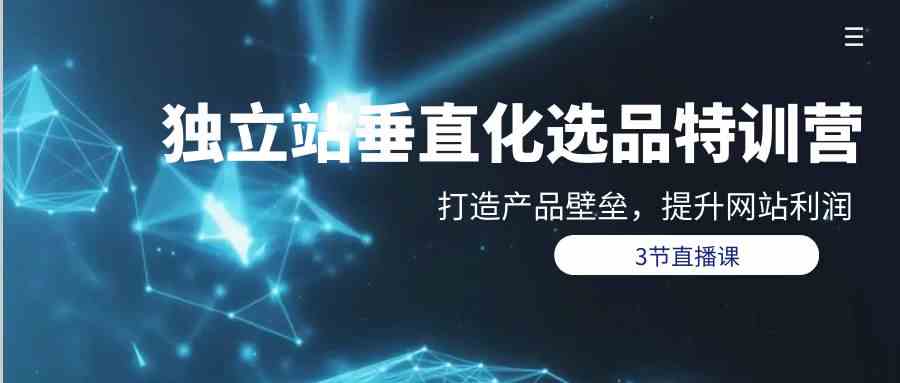 （9925期）独立站-垂直化选品训练营，打造产品壁垒，提升网站利润（3节直播课）-沐羽项目网