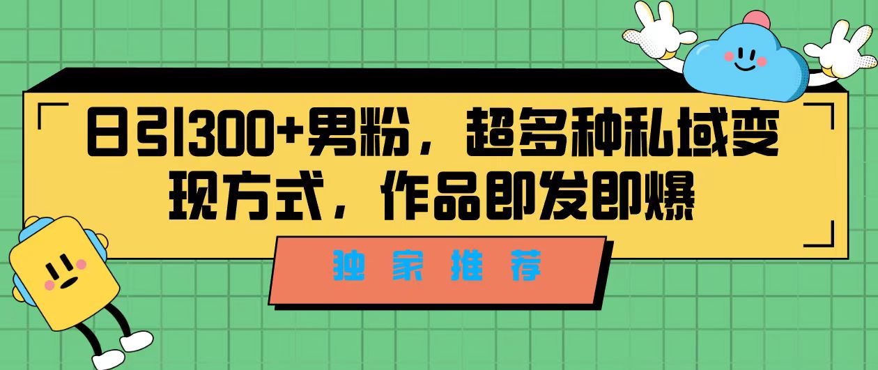 独家推荐！日引300+男粉，超多种私域变现方式，作品即发即报-沐羽项目网
