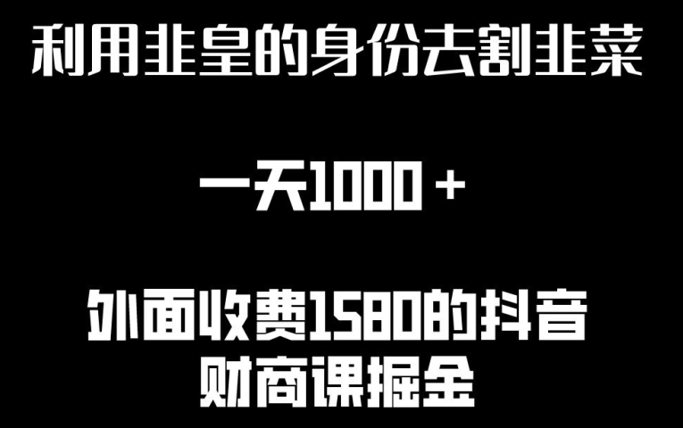 利用非皇的身份去割韭菜，一天1000+(附详细资源)-沐羽项目网