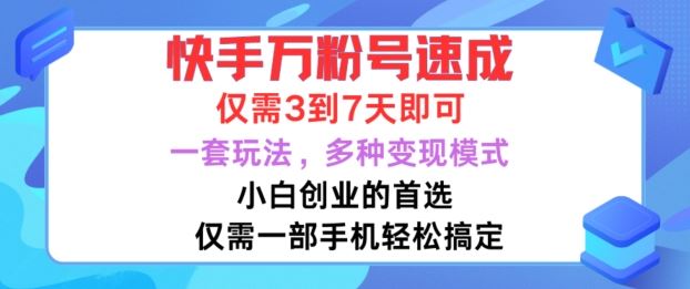 快手万粉号速成，仅需3到七天，小白创业的首选，一套玩法，多种变现模式【揭秘】-沐羽项目网