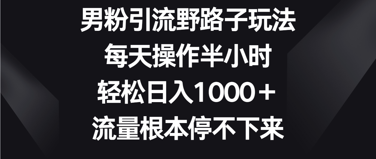 男粉引流野路子玩法，每天操作半小时轻松日入1000＋，流量根本停不下来-沐羽项目网