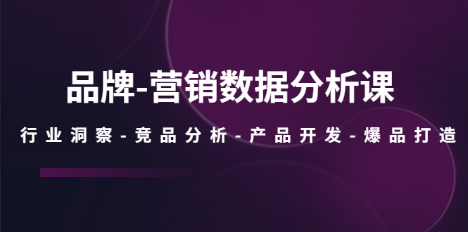 品牌-营销数据分析课，行业洞察-竞品分析-产品开发-爆品打造-沐羽项目网