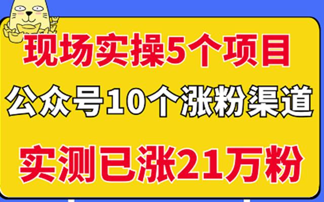 现场实操5个公众号项目，10个涨粉渠道，实测已涨21万粉！￼-沐羽项目网