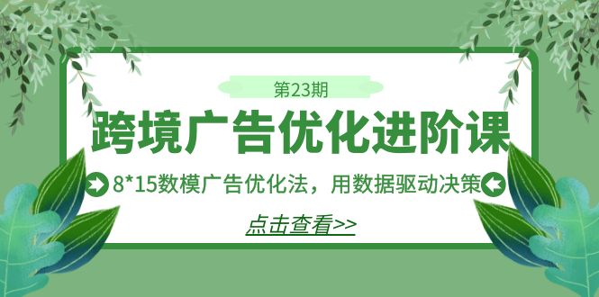 跨境广告·优化进阶课·第23期，8*15数模广告优化法，用数据驱动决策-沐羽项目网
