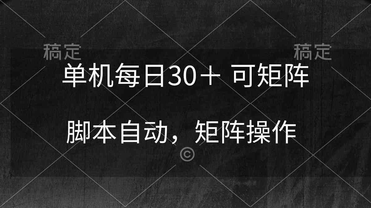 （10100期）单机每日30＋ 可矩阵，脚本自动 稳定躺赚-沐羽项目网