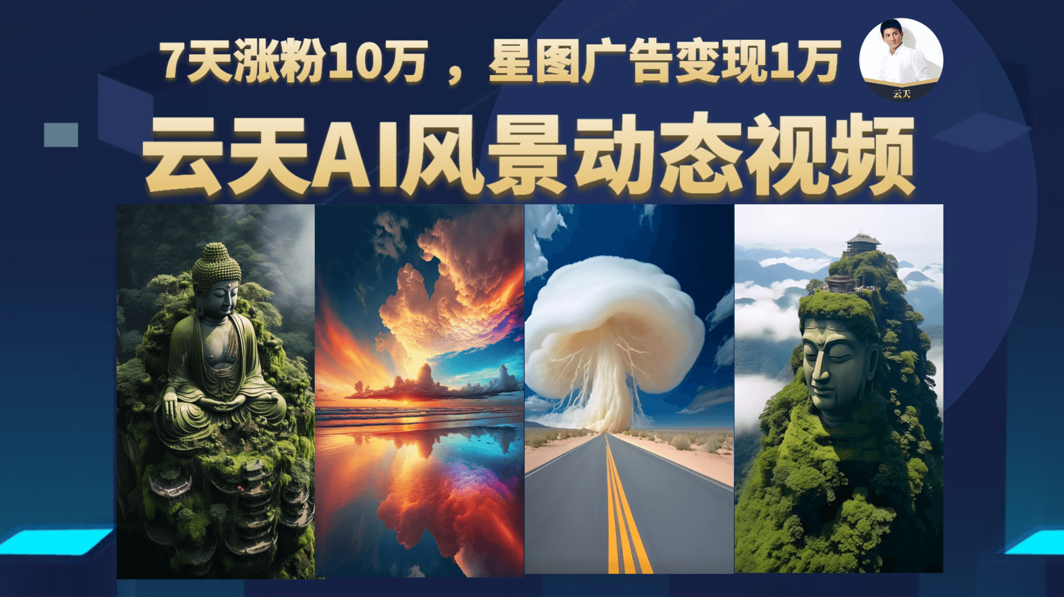 云天AI风景动图视频制作，7天涨粉10万 ，星图广告变现1万-沐羽项目网