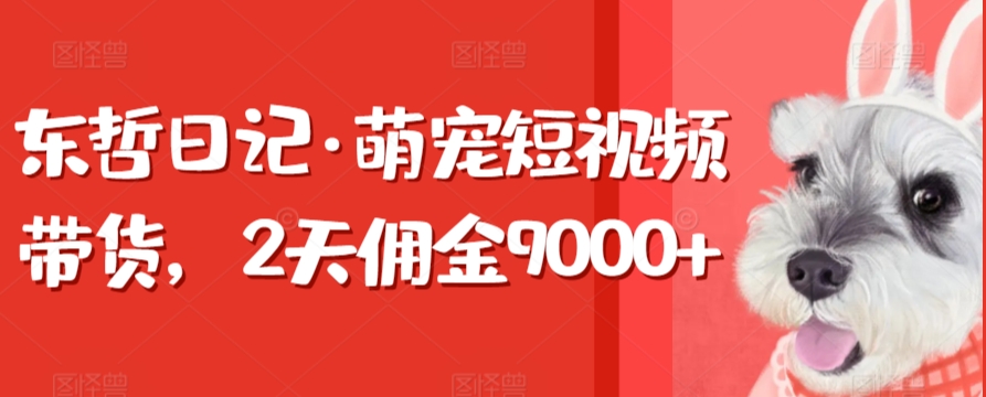 东哲日记·萌宠短视频带货，2天佣金9000+-沐羽项目网