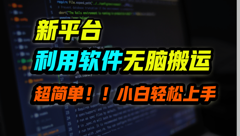 新平台用软件无脑搬运，月赚10000+，小白也能轻松上手-沐羽项目网