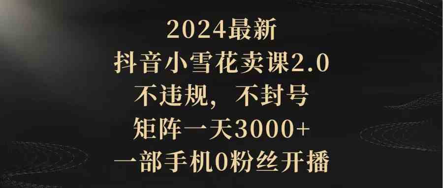 （9639期）2024最新抖音小雪花卖课2.0 不违规 不封号 矩阵一天3000+一部手机0粉丝开播-沐羽项目网
