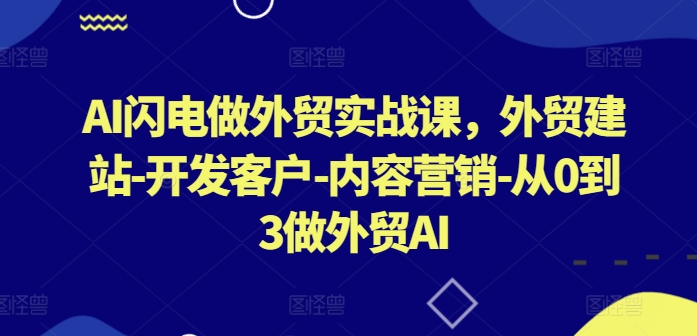 AI闪电做外贸实战课，​外贸建站-开发客户-内容营销-从0到3做外贸AI(更新)-沐羽项目网