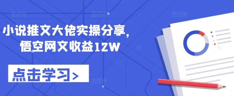 小说推文大佬实操分享，悟空网文收益12W-沐羽项目网